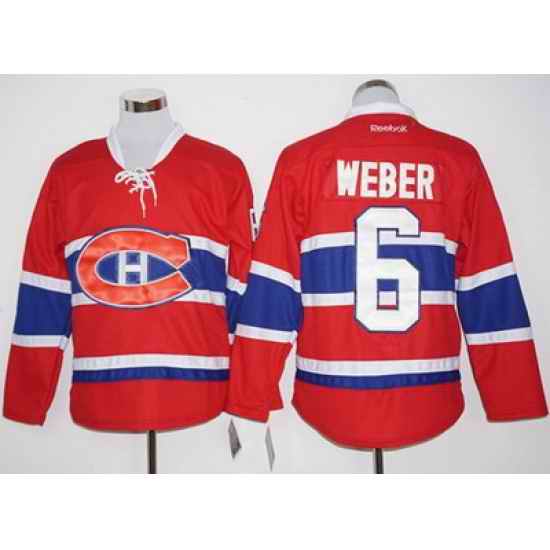 Canadiens #6 Shea Weber Red Home Stitched NHL Jersey